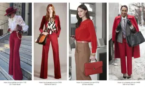 Eleganckie stylizacje w odcieniach czerwieni, od butów po kapelusz. Czerwone złoto w modzie damskiej.