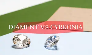 Dwa błyszczące kamienie, jeden diament, drugi cyrkonia. Co to jest cyrkonia i czym się różni od diamentu?